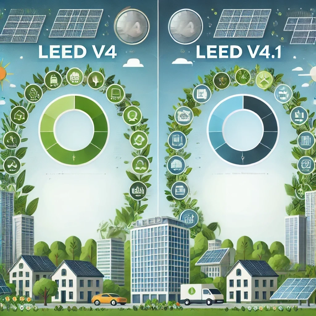 What are the key differences between LEED v4 and LEED v4.1?